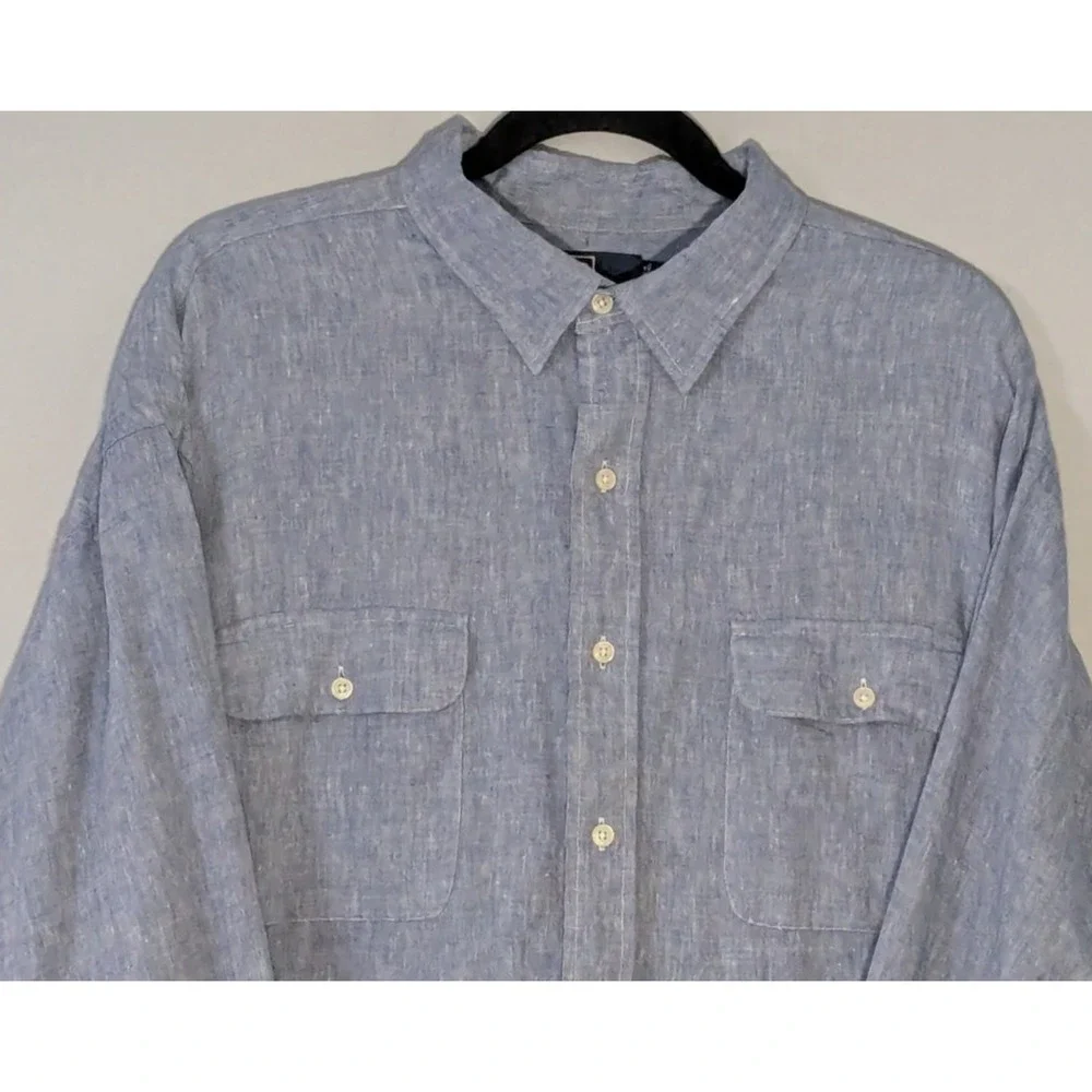 Polo Ralph Lauren Whitfield Men's Long Sleeve Button Down Linen Shirt Blue XXL